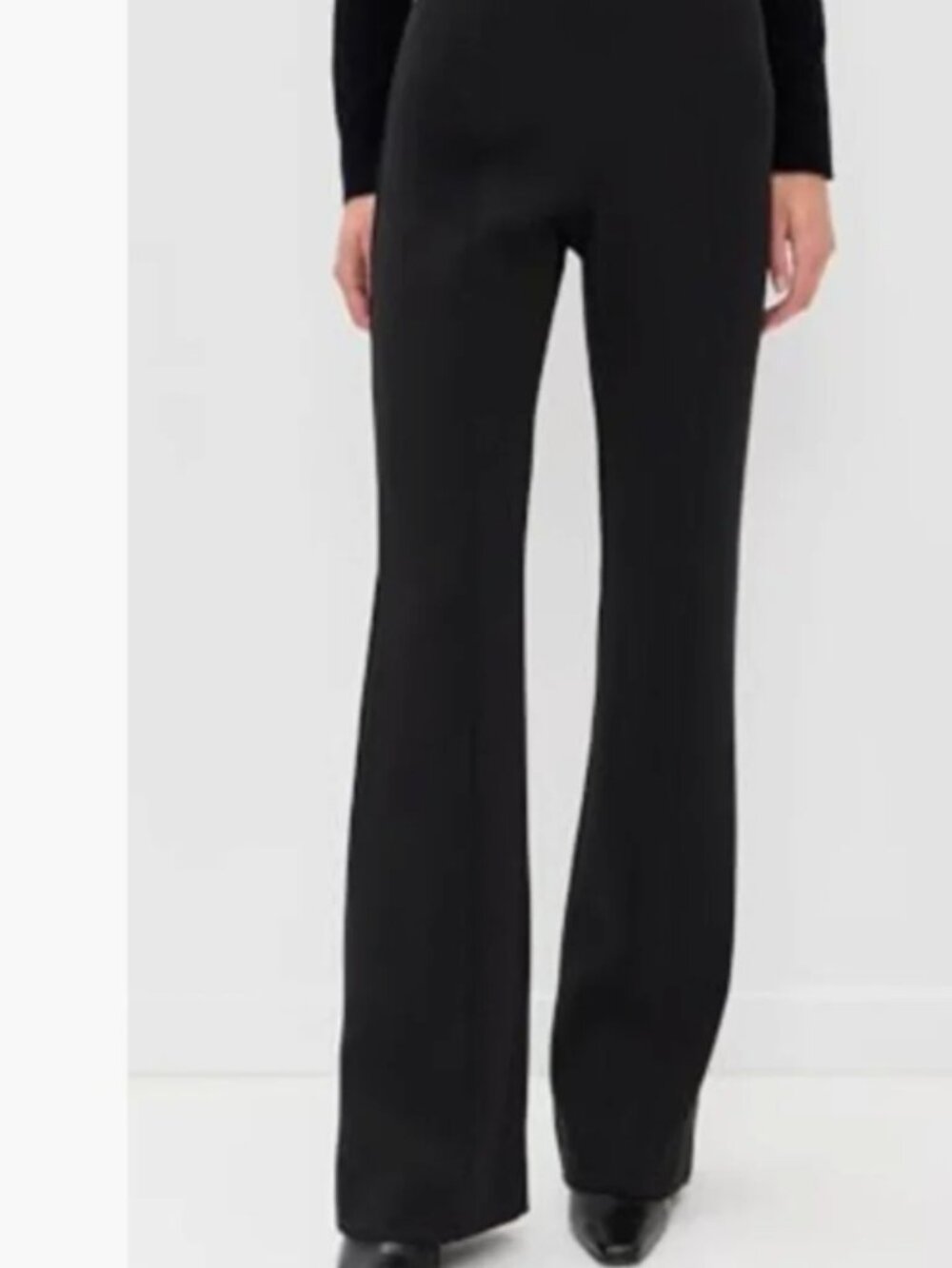 Barbara Bui Black Flare Slim Fit High Waist Flat Front Crepe Pant 36/4